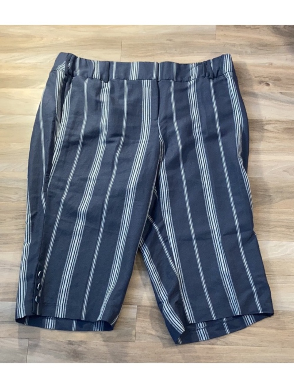 Lane Bryant the laney linen blend crop wide leg pant stripe print 26